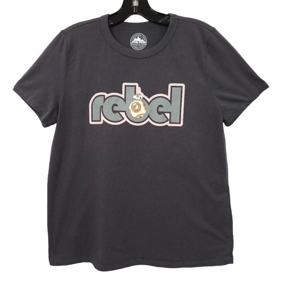 Star Wars Galaxys Edge Rebel Graphic T Shirt Womens L Charcoal Gray Short Sleeve